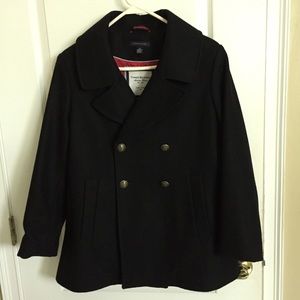Tommy Hilfiger Black wool Peacoat size 12